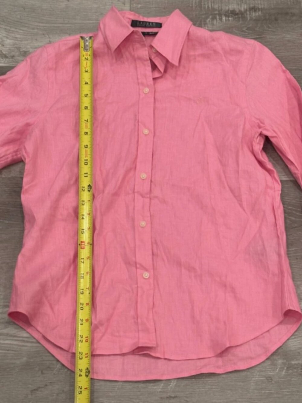 Vintage Ralph Lauren Petite Linen Relaxed Slim Fit Pink Shirt Womens S - Picture 7 of 8